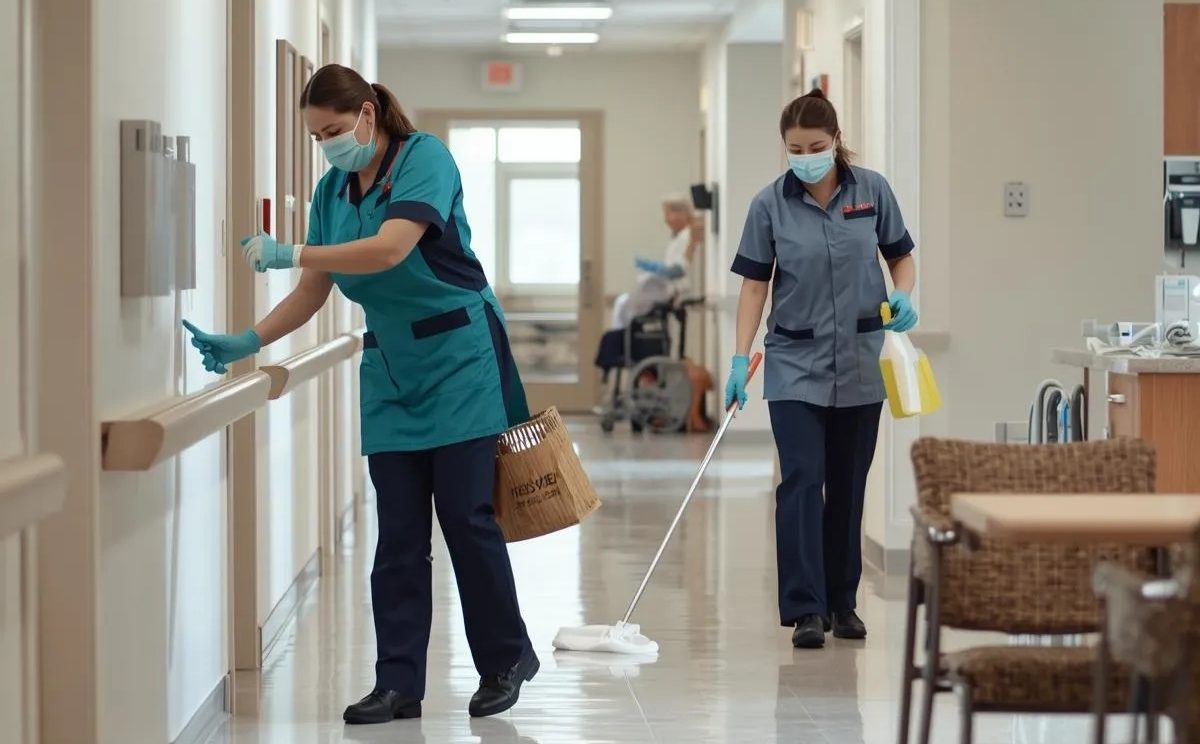 Tạo môi trường an toàn bằng việc vệ sinh tay vịn hành lang định kỳ