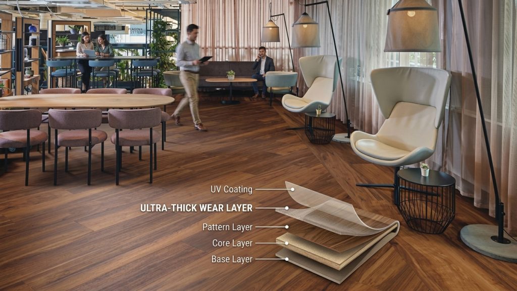 Lớp mài mòn sàn nhựa vinyl sự dụng trong văn phòng