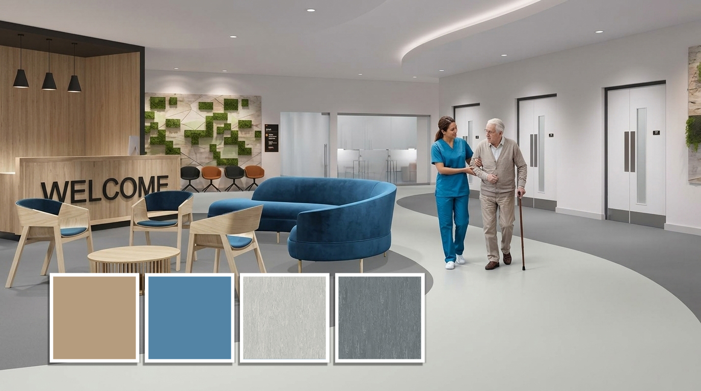 Bảng màu trung tính của sàn vinyl được sử dụng trong y tế