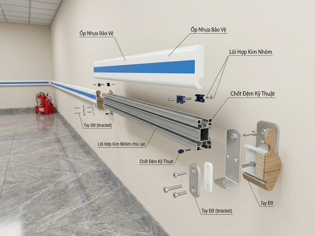 vật liệu cấu tạo mang tính quyết định cho việc giảm thiểu sự va đập lên tay vịn